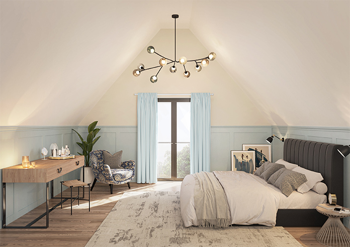 Lace Stripes, Electric Blue - Made to Measure Curtains - Image 14